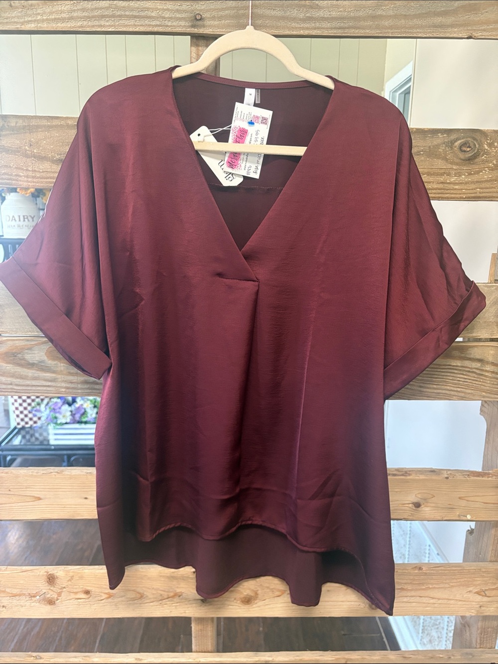 Women’s V-Neck Short Sleeve Blouse NWT